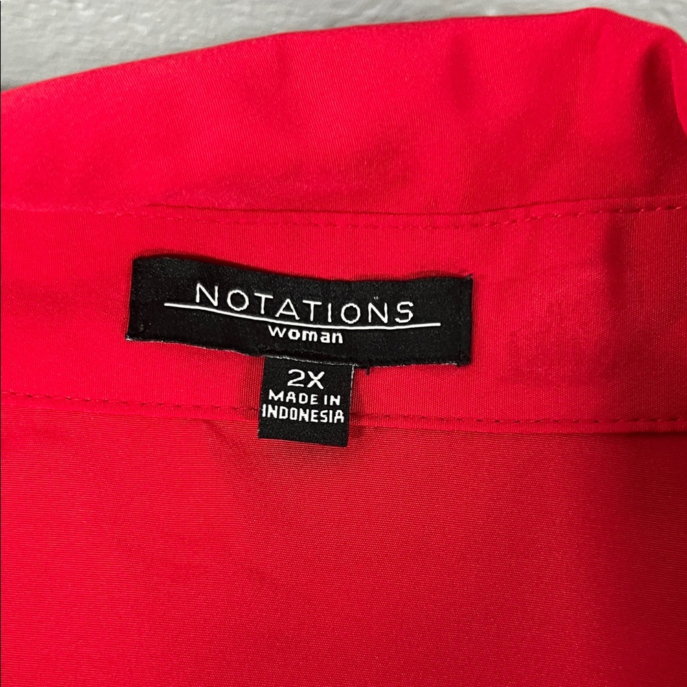 Notations Vibrant Red Button-Front Blouse - image 2